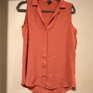 Express Coral Sleeveless Button Down Blouse Size S